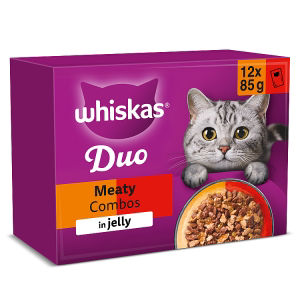 Whiskas 1+ Duo Meaty Combos Adult Wet Cat Food Pouches in Jelly