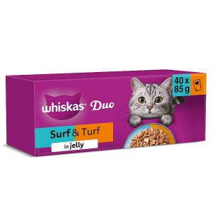 Whiskas Duo Surf & Turf Adult Cat Food Pouches in Jelly 40x85g