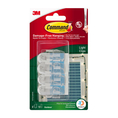 Command Clear Outdoor Light Clips With Foam Strips 17017Clr-awp, 8 Clips plus 10 Strips
