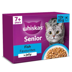 Whiskas 7+ Senior Wet Cat Food Fish Favourites in Jelly 12x85g