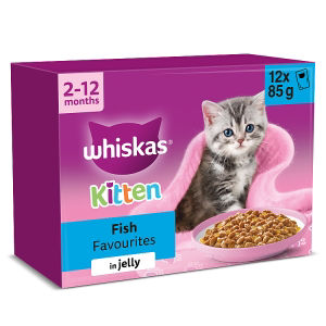 Whiskas Kitten 2-12 mnths FISH Favourites Wet Cat Food Pouches in Jelly 12 x 85g