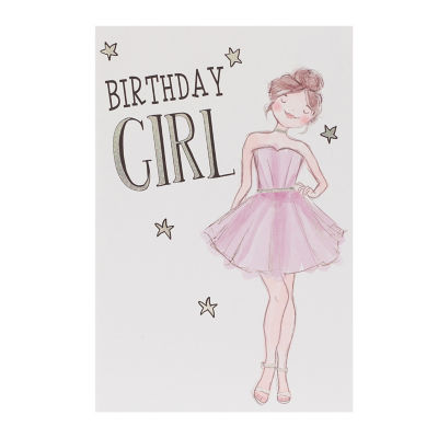 George Home Girl In Dress Birthday Card