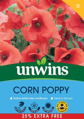unwins Papaver Rhoeas Corn Poppy Hardy Annual Flower Seeds