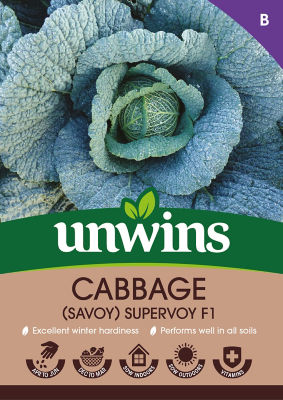 unwins Cabbage (Savoy) Supervoy F1 Vegetable Seeds