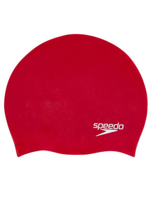 Speedo Unisex Plain Moulded Silicone Cap Junior Red - Image 6