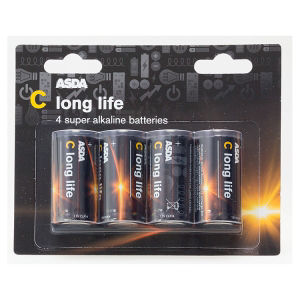 ASDA Long Life Alkaline C 4 Pack