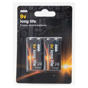 ASDA Long Life Alkaline 9V 2 Pack