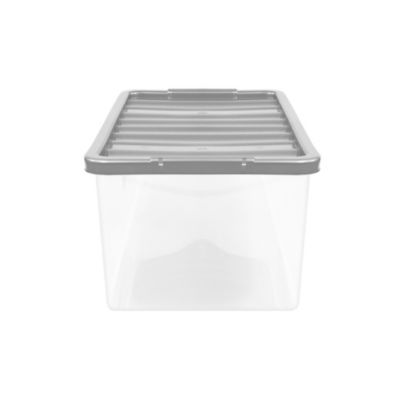 George Home Xl 27L Plastic Storage Box With Silver Lid