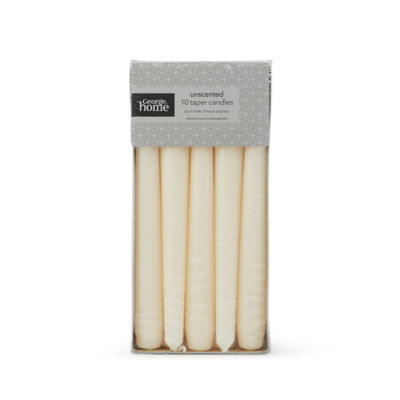 George Home Cream Unscented Dinner Candles 10pk