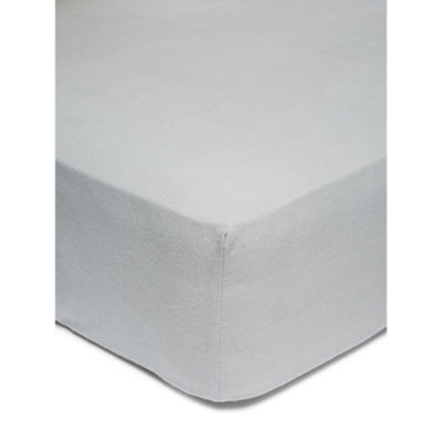 George Home Grey Brushed Cotton Fitted Sheet - King