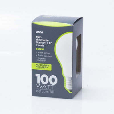 ASDA LED Filament Classic 100W Edison Screw Cap Step Dimmable Light Bulb