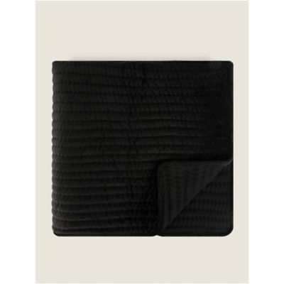George Home Black Embroidered Velvet Throw