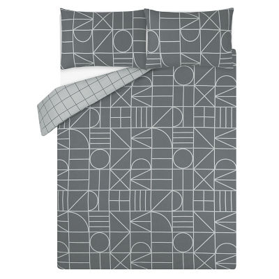 George Home Grey Building Blocks Easy Care Single Reversible Duvet Set