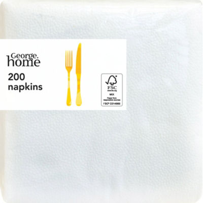 George Home Value Napkins 1-Ply 200 Pack 33X33cm