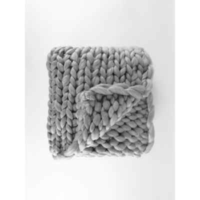 George Home Grey Chunky Hand Knitted Throw