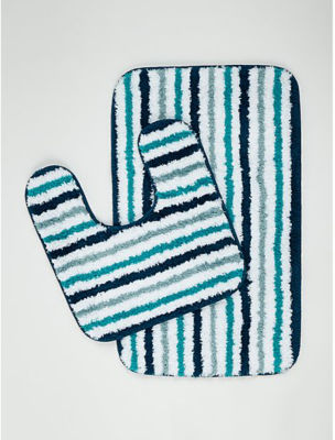 George Home Turquoise Rubber Backed Microfibre Pedestal Set