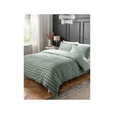 George Home Green Luxury Tufted 100% Cotton Duvet Set Double