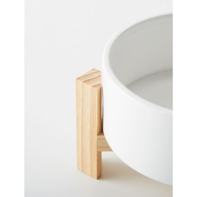 George Home White Bamboo Footed Pet Bowl 15cm - ASDA Groceries
