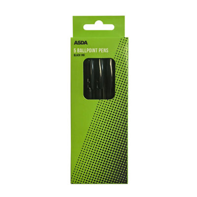 Asda Ballpoint Pens 5Pk Black