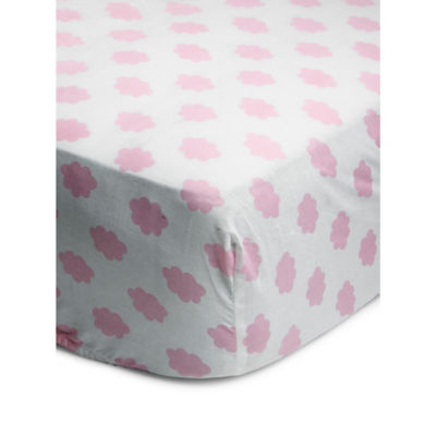 George Home Pink Cloud Print Easy Care Fitted Sheet