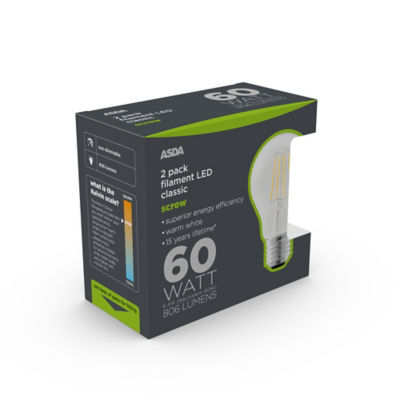 ASDA LED Filament Classic 60W Large Screw Clear Lightbulb