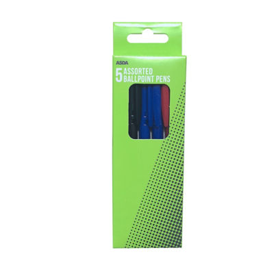 Asda Assorted Ballpoint Pens 5Pk