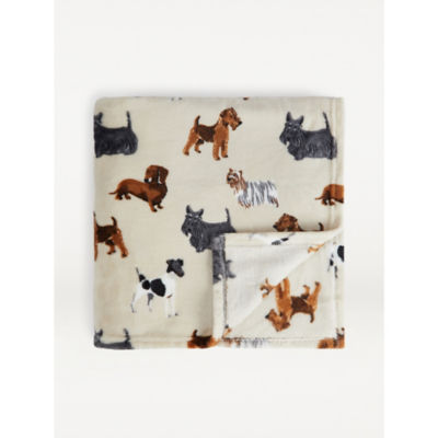 George Home Natural Dog Pattern Super Soft Throw