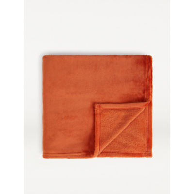 George Home Orange Plain Super Soft Throw