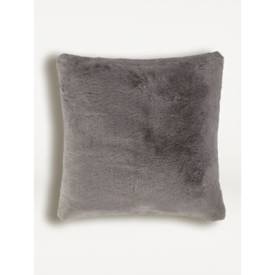 George Home Grey Plain Faux Fur Cushion