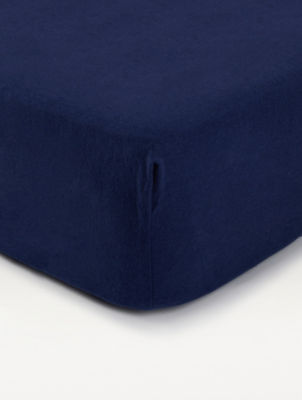 George Home Navy Plain Fitted Sheet - Single