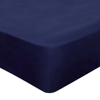 George Home Navy Plain Fitted Sheet - Double