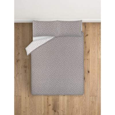 George Home Grey Star Brushed Cotton Reversible King Duvet Set