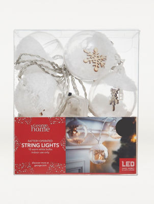 George Home 10 Warm White Ball Lights With Frosted Snow