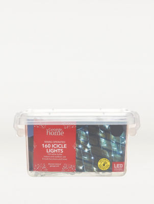 George Home 160 White Icicle String Lights