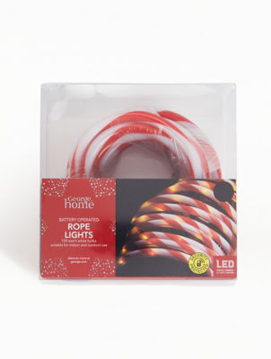 George Home Red & White Stripe Battery Operated Rope Light
