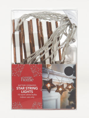 George Home 10 Wooden Star Battery Operated String Lights