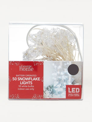 George Home 50 Clear Snowflake LED Battery Operated String Lights