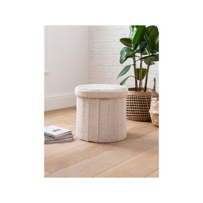 George Cream Sherpa Storage Stool - Image 2