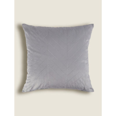George Home Grey Embroidered Velvet Geo Cushion