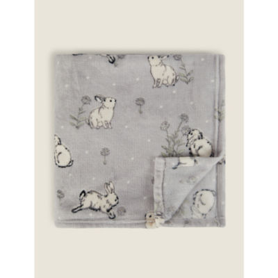 DM-101744 Grey Bunny Floral Super Soft Throw