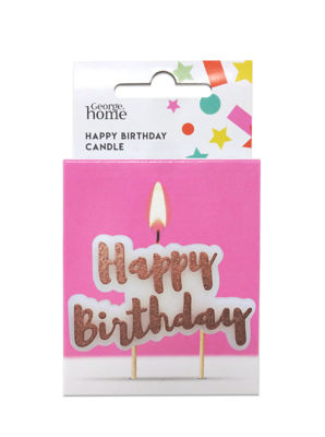 George Home Rose Gold Happy Birthday Pick Candle