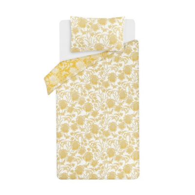 George Home Yellow Sunflower Sketch Reversible Duvet Cover Set Single