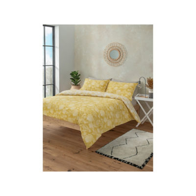 George Home Yellow Sunflower Sketch Reversible Duvet Cover Set King
