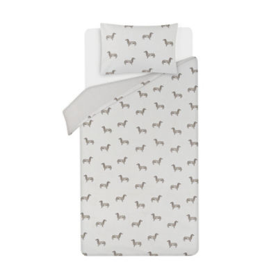 George Home Grey Country Sausage Dog Reversible Duvet Cover Set Single