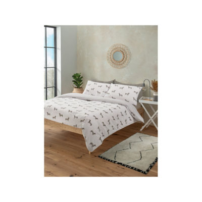 George Home Grey Country Sausage Dog Reversible Duvet Cover Set King
