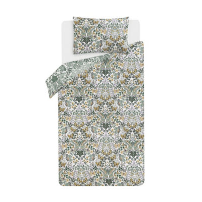 George Home Green Stately Butterfly Reversible Duvet Cover Set Single