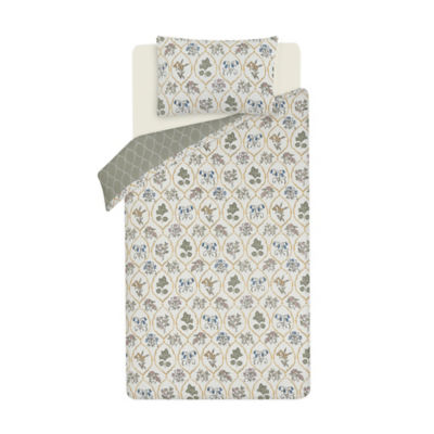 George Home Cream Country Floral Reversible Duvet Cover Set Single