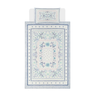 George Home Blue Floral Border Panel Reversible Duvet Cover Set Single