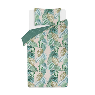 George Home Pink Palms Polka Dot Reversible Duvet Cover Set Single