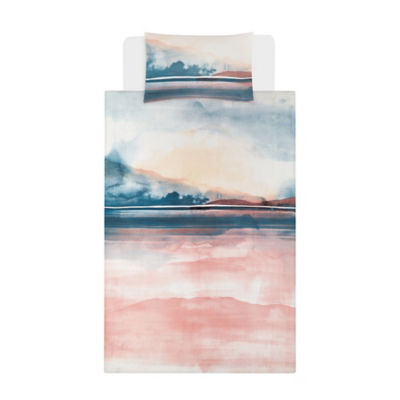 George Home Pink Summer Landscape Reversible Duvet Cover Set Single